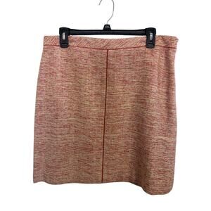 Vtg 90s 100% Silk Ann Taylor Petites Coral Pink Tweed A-Line Skirt Size 14P Y2K